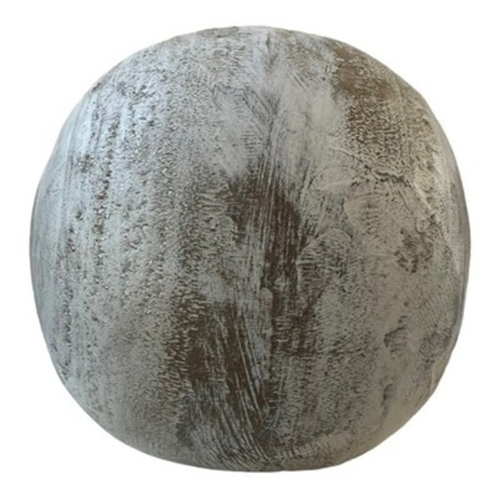 Gray Washed Wood Ball 5.5" Distressed Rustic Decor Signed Centerpiece Accent VG